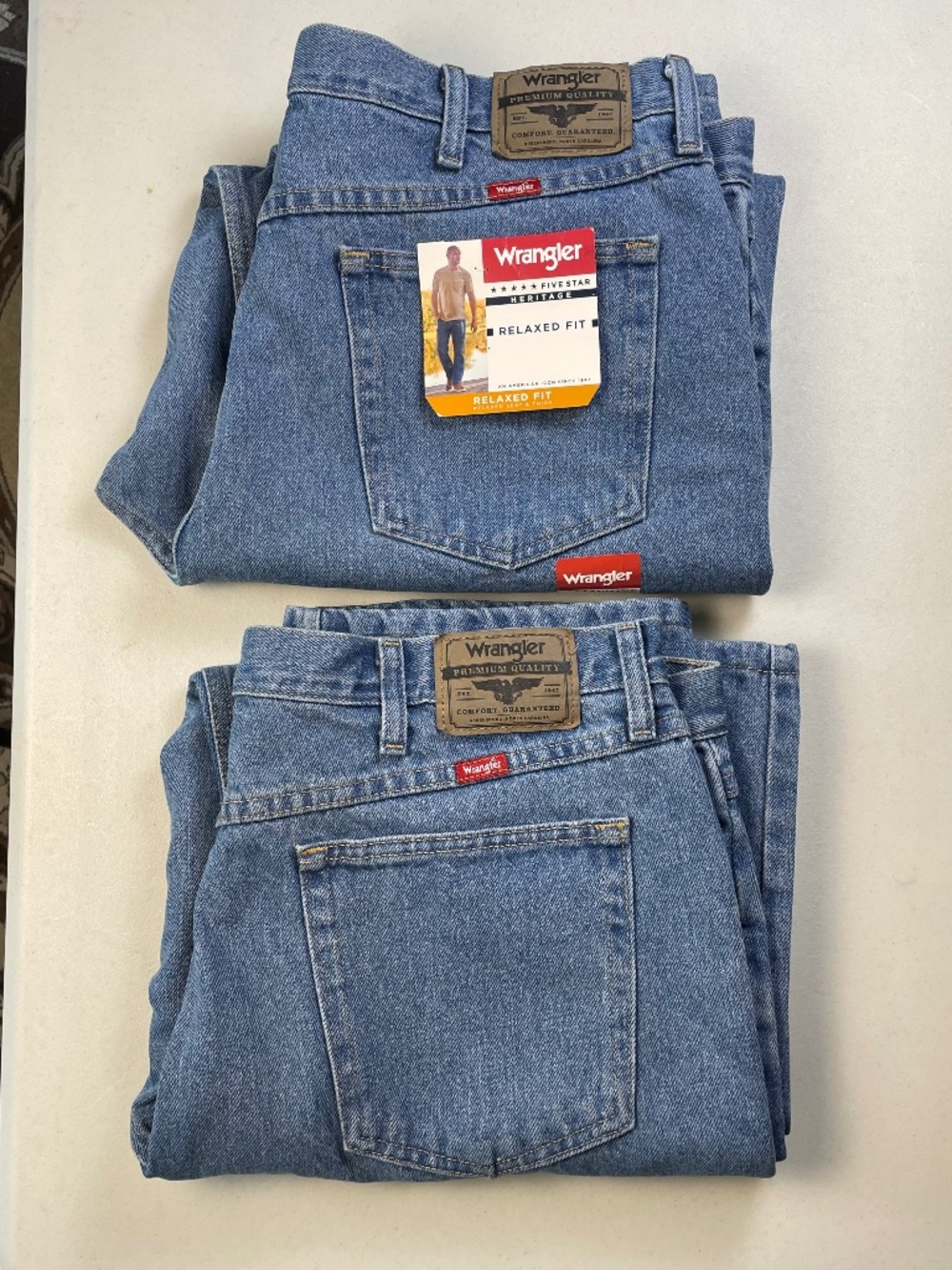 WRANGLER (Lot of 2) Five Star Heritage Relaxed Fit Jeans Medium Wash 38x30